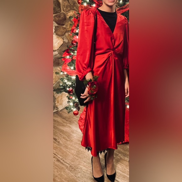 🌹Elegant Red twist-front midi dress♥️FREE SHIPPING - Picture 6 of 6